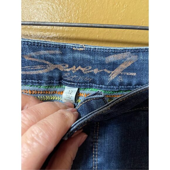Seven7 size 12 High Rise Hollywood skinny raw hem. Embroidered. - Picture 3 of 10